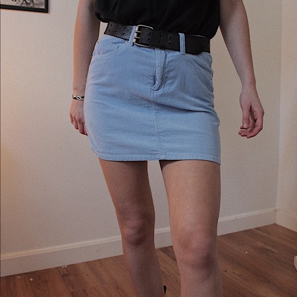 Baby blue corduroy mini skirt - Picture 2 of 5